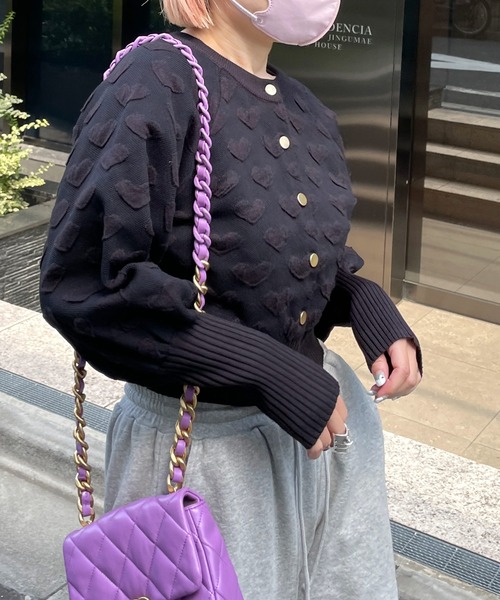 Alley by w closet（アリーバイダブルクローゼット）の「【2WAY/Alley】ハートニットカーディガン（ニット/セーター・レディース・ピンク/パープル/ブラック/レッド・FREE）」の20枚目の写真