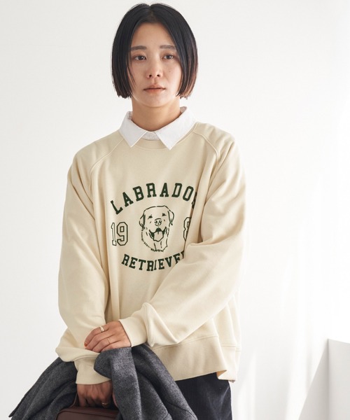 Labrador Retriever（ラブラドールリトリーバー）の「Labrador Retriever/ラブラドールレトリーバー  別注 スウェット カレッジロゴプルオーバー（スウェット・レディース・チャコール/ネイビー/オートミール/アイボリー・FREE）」の20枚目の写真
