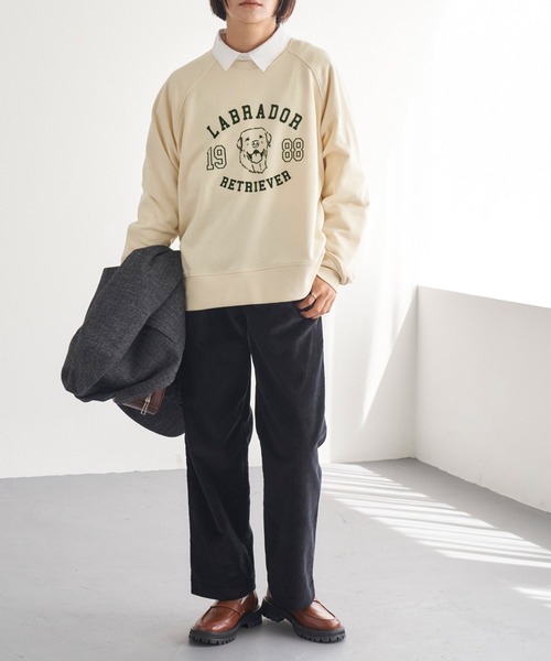 Labrador Retriever（ラブラドールリトリーバー）の「Labrador Retriever/ラブラドールレトリーバー  別注 スウェット カレッジロゴプルオーバー（スウェット・レディース・チャコール/ネイビー/オートミール/アイボリー・FREE）」の15枚目の写真