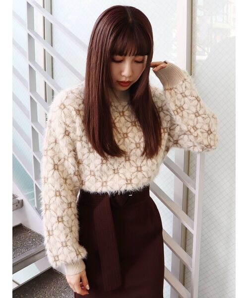 MURUA（ムルーア）の「レトロジオメニット（ニット/セーター・レディース・アイボリー/ブラック/パープル・FREE）」の17枚目の写真