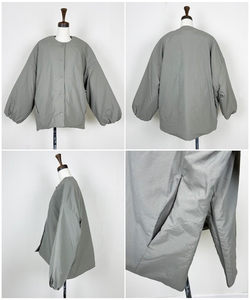 StyleSea(スタイルシー)の「サイドファスナーボリュームスリーブ ブルゾン(ノーカラージャケット・レディース・ブラック/グレー/カーキ/アイボリー・MEDIUM)」の17枚目の写真