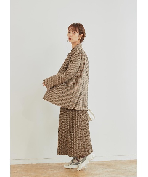 N WITH.(エヌウィズ)の「チェック柄プリーツマキシスカート(スカート・レディース・カーキブラウン/ブルー・MEDIUM)」の16枚目の写真