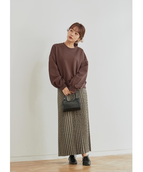 N WITH.(エヌウィズ)の「チェック柄プリーツマキシスカート(スカート・レディース・カーキブラウン/ブルー・MEDIUM)」の3枚目の写真