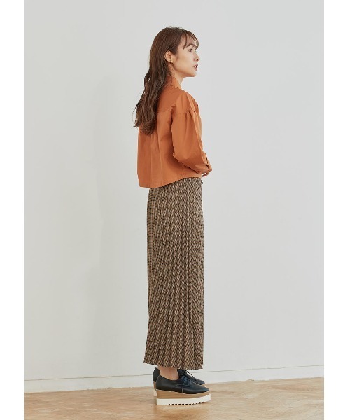 N WITH.(エヌウィズ)の「チェック柄プリーツマキシスカート(スカート・レディース・カーキブラウン/ブルー・MEDIUM)」の6枚目の写真