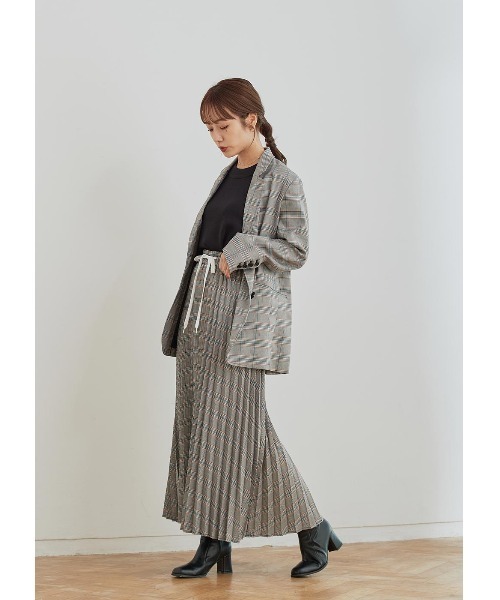 N WITH.(エヌウィズ)の「チェック柄プリーツマキシスカート(スカート・レディース・カーキブラウン/ブルー・MEDIUM)」の7枚目の写真