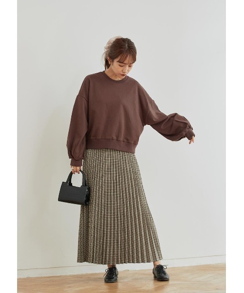 N WITH.(エヌウィズ)の「チェック柄プリーツマキシスカート(スカート・レディース・カーキブラウン/ブルー・MEDIUM)」の9枚目の写真
