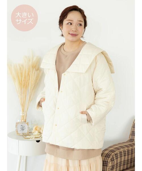 SLURR（スラ―）の「[大きいサイズ]ダイヤキルトブルゾン（その他アウター・レディース・ライトカーキ/アイボリー/ベージュ・L）」の17枚目の写真