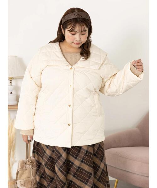 SLURR（スラ―）の「[大きいサイズ]ダイヤキルトブルゾン（その他アウター・レディース・ライトカーキ/アイボリー/ベージュ・L）」の21枚目の写真