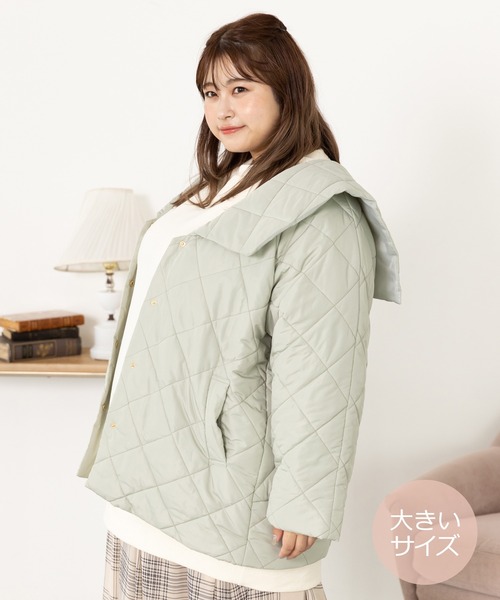 SLURR（スラ―）の「[大きいサイズ]ダイヤキルトブルゾン（その他アウター・レディース・ライトカーキ/アイボリー/ベージュ・L）」の3枚目の写真
