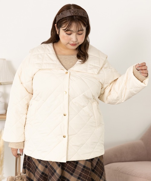 SLURR（スラ―）の「[大きいサイズ]ダイヤキルトブルゾン（その他アウター・レディース・ライトカーキ/アイボリー/ベージュ・L）」の10枚目の写真