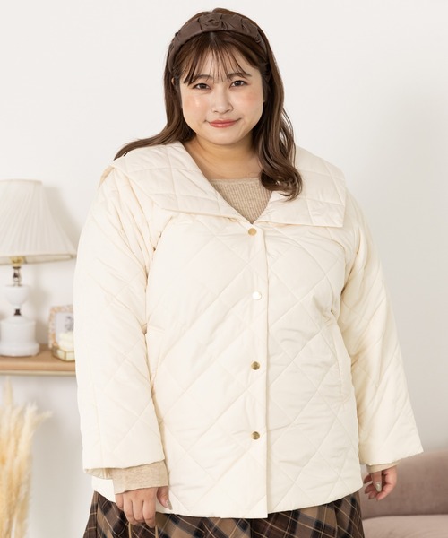 SLURR（スラ―）の「[大きいサイズ]ダイヤキルトブルゾン（その他アウター・レディース・ライトカーキ/アイボリー/ベージュ・L）」の4枚目の写真