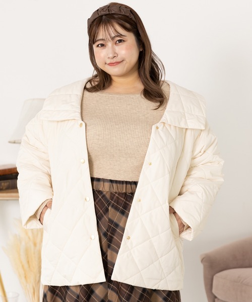 SLURR（スラ―）の「[大きいサイズ]ダイヤキルトブルゾン（その他アウター・レディース・ライトカーキ/アイボリー/ベージュ・L）」の5枚目の写真