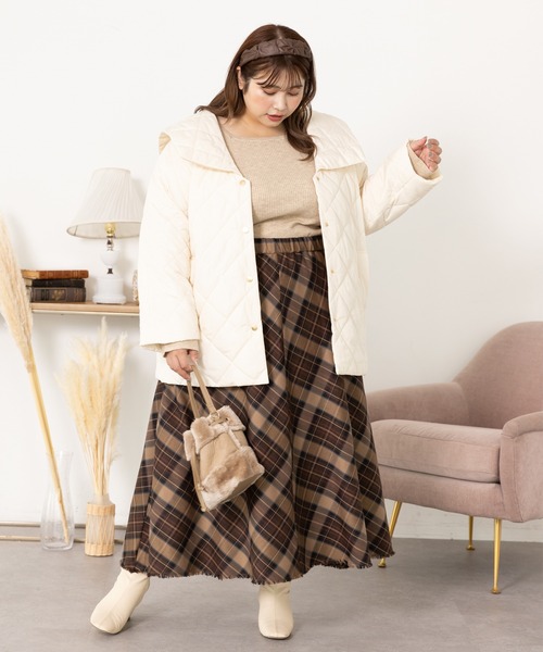 SLURR（スラ―）の「[大きいサイズ]ダイヤキルトブルゾン（その他アウター・レディース・ライトカーキ/アイボリー/ベージュ・L）」の9枚目の写真