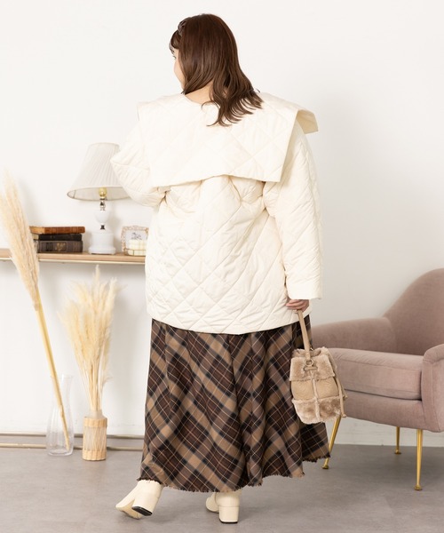 SLURR（スラ―）の「[大きいサイズ]ダイヤキルトブルゾン（その他アウター・レディース・ライトカーキ/アイボリー/ベージュ・L）」の8枚目の写真