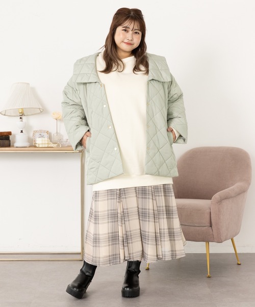 SLURR（スラ―）の「[大きいサイズ]ダイヤキルトブルゾン（その他アウター・レディース・ライトカーキ/アイボリー/ベージュ・L）」の6枚目の写真