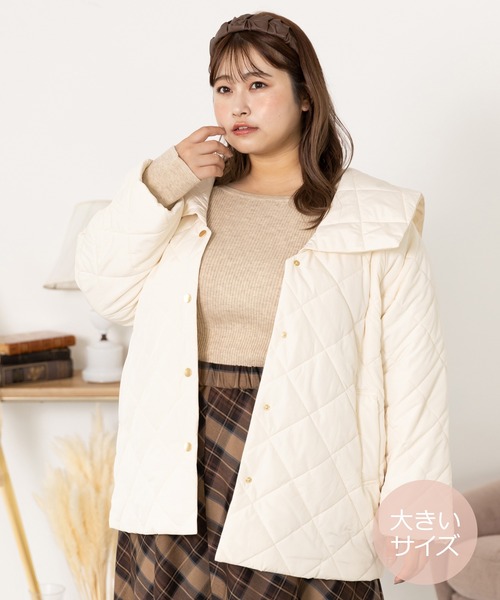 SLURR（スラ―）の「[大きいサイズ]ダイヤキルトブルゾン（その他アウター・レディース・ライトカーキ/アイボリー/ベージュ・L）」の11枚目の写真