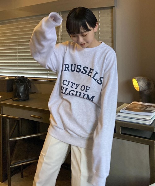 Couleur Meler（クルールメリー）の「Couleur Meler オクユウカ　オーバーサイズロゴスウェット（スウェット・レディース・アイボリー/グレー系その他・FREE）」の7枚目の写真