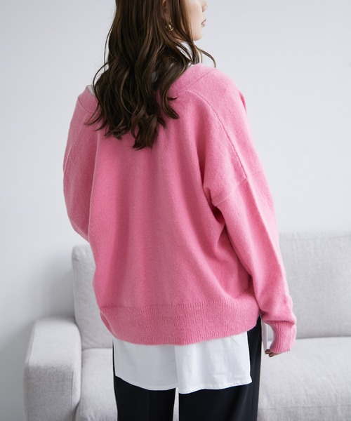 ECRIRE（エクリール）の「ショート丈ニットカーディガン（カーディガン/ボレロ・レディース・ピンク/ダークブラウン/ベージュ/ブルー・M/L）」の5枚目の写真