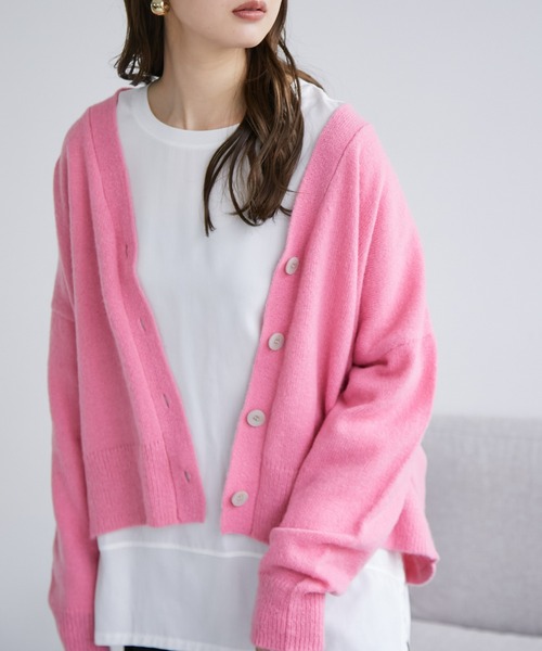 ECRIRE（エクリール）の「ショート丈ニットカーディガン（カーディガン/ボレロ・レディース・ピンク/ダークブラウン/ベージュ/ブルー・M/L）」の9枚目の写真