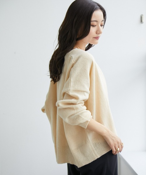 ECRIRE（エクリール）の「ショート丈ニットカーディガン（カーディガン/ボレロ・レディース・ピンク/ダークブラウン/ベージュ/ブルー・M/L）」の14枚目の写真