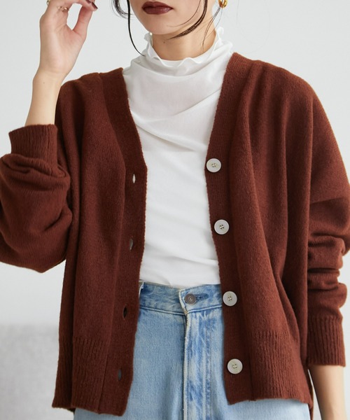 ECRIRE（エクリール）の「ショート丈ニットカーディガン（カーディガン/ボレロ・レディース・ピンク/ダークブラウン/ベージュ/ブルー・M/L）」の20枚目の写真