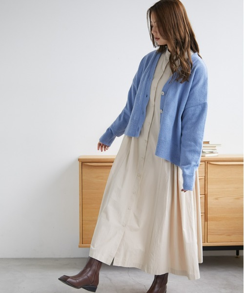 ECRIRE（エクリール）の「ショート丈ニットカーディガン（カーディガン/ボレロ・レディース・ピンク/ダークブラウン/ベージュ/ブルー・M/L）」の22枚目の写真