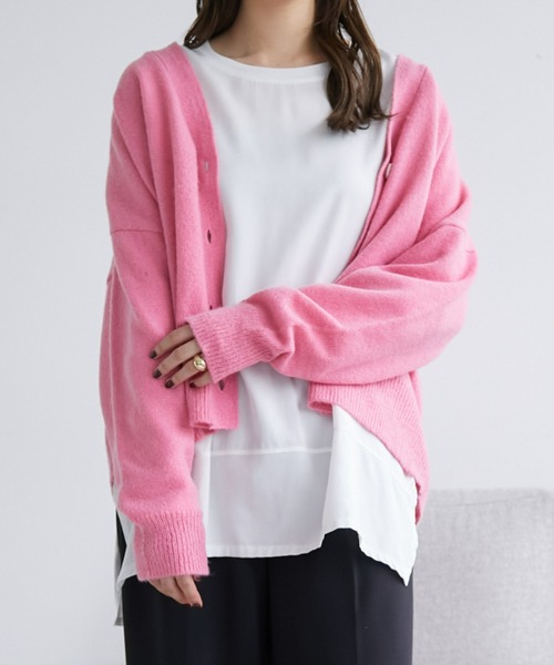 ECRIRE（エクリール）の「ショート丈ニットカーディガン（カーディガン/ボレロ・レディース・ピンク/ダークブラウン/ベージュ/ブルー・M/L）」の8枚目の写真