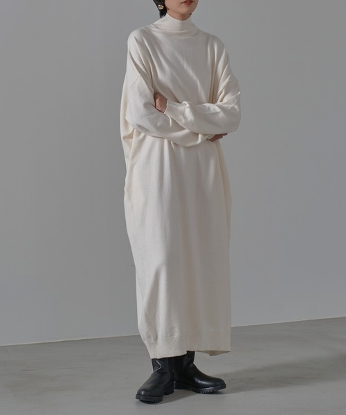 HANNE（アン）の「【by kumika】ハイネックニットロングワンピース（ワンピース・レディース・グレー/ブラック/アイボリー・フリー）」の7枚目の写真