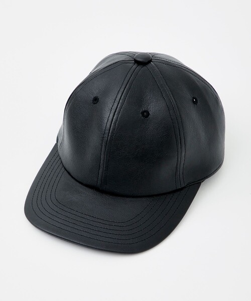LiNoH(リノー)の「SYNTHETIC LEATHER 6PANEL CAP/シンセティックレザー6パネルキャップ(キャップ・メンズ・ブラック・FREE)」の2枚目の写真