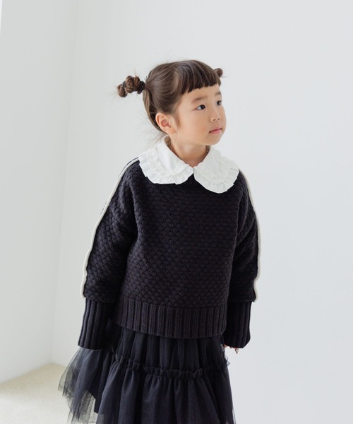 LOWRYS FARM（ローリーズファーム）の「ポコポコプルオーバーニット　171891（ニット/セーター・キッズ・ブラック/レッド/ブラック×ホワイト・110cm/120cm/130cm/140cm/150cm）」の7枚目の写真