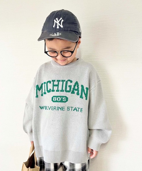 CIAOPANIC TYPY(チャオパニックティピー)の「【KIDS】ロゴジャガードクルーネックニット(ニット/セーター・キッズ・グレー/アイボリー・S/M/L/XL/XXL)」の2枚目の写真