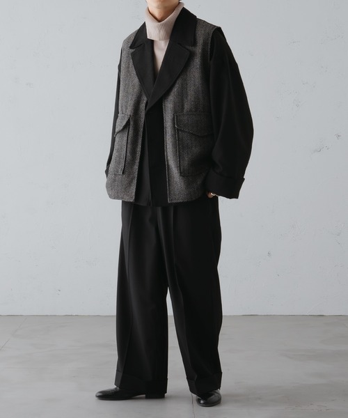 epnok（エプノック）の「ツイードノーカラージレベスト（ベスト・メンズ・ブラウン系その他/チャコールグレー/グレー・LARGE/SMALL/MEDIUM）」の4枚目の写真