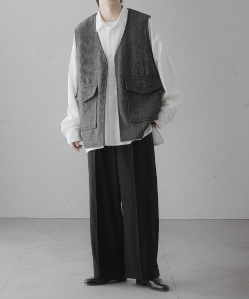 epnok（エプノック）の「ツイードノーカラージレベスト（ベスト・メンズ・ブラウン系その他/チャコールグレー/グレー・LARGE/SMALL/MEDIUM）」の9枚目の写真