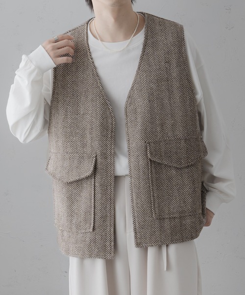epnok（エプノック）の「ツイードノーカラージレベスト（ベスト・メンズ・ブラウン系その他/チャコールグレー/グレー・LARGE/SMALL/MEDIUM）」の12枚目の写真