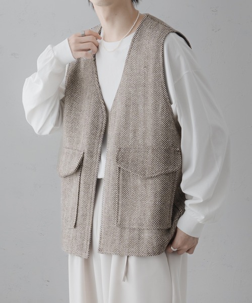 epnok（エプノック）の「ツイードノーカラージレベスト（ベスト・メンズ・ブラウン系その他/チャコールグレー/グレー・LARGE/SMALL/MEDIUM）」の13枚目の写真