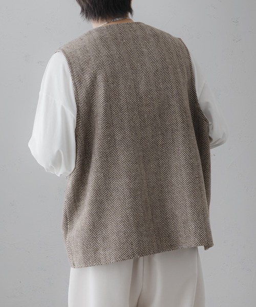 epnok（エプノック）の「ツイードノーカラージレベスト（ベスト・メンズ・ブラウン系その他/チャコールグレー/グレー・LARGE/SMALL/MEDIUM）」の14枚目の写真