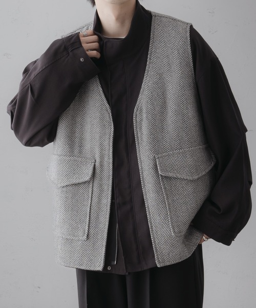 epnok（エプノック）の「ツイードノーカラージレベスト（ベスト・メンズ・ブラウン系その他/チャコールグレー/グレー・LARGE/SMALL/MEDIUM）」の20枚目の写真