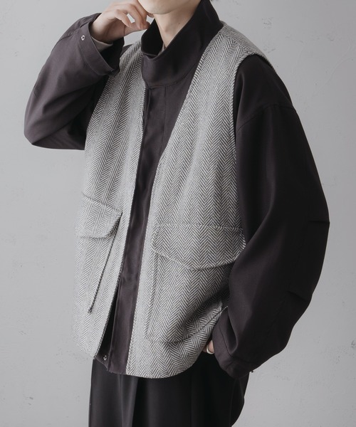 epnok（エプノック）の「ツイードノーカラージレベスト（ベスト・メンズ・ブラウン系その他/チャコールグレー/グレー・LARGE/SMALL/MEDIUM）」の21枚目の写真