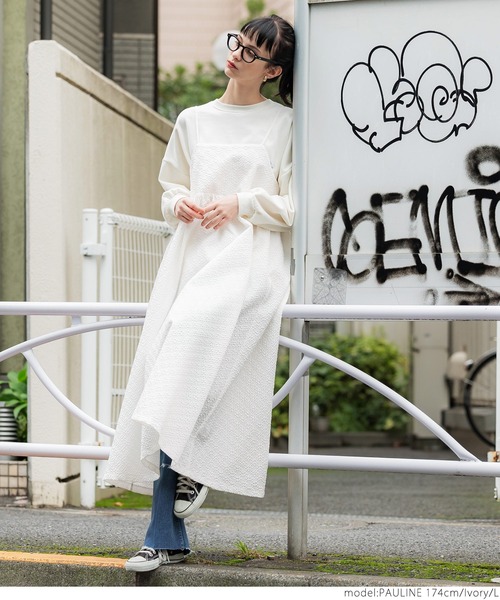 coca（coca）（コカ）の「エンボスキャミワンピース（ワンピース・レディース・アイボリー/ブラック/ブラウン・M/L）」の4枚目の写真