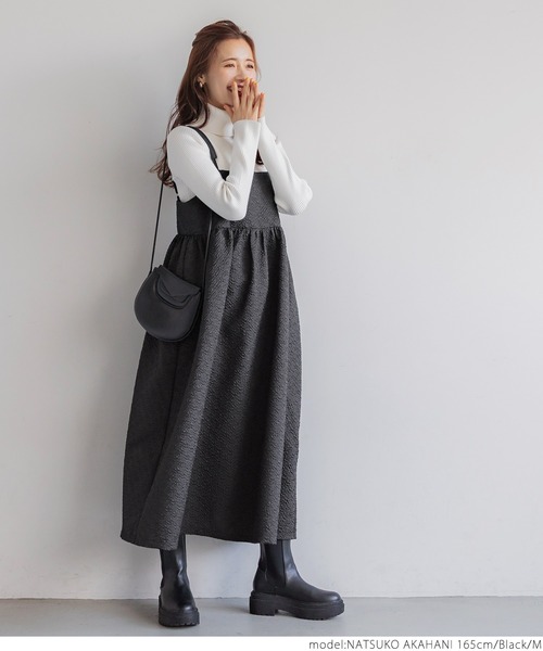 coca（coca）（コカ）の「エンボスキャミワンピース（ワンピース・レディース・アイボリー/ブラック/ブラウン・M/L）」の7枚目の写真