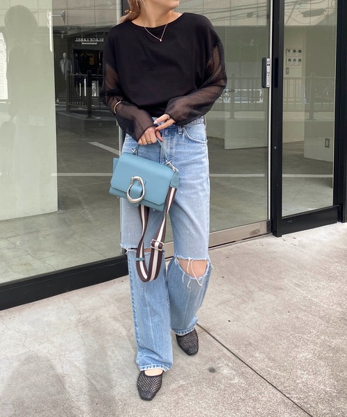 CAPRICIEUX LE'MAGE(カプリシューレマージュ)の「シアースリーブリブTシャツ(Tシャツ/カットソー・レディース・ブラック/ホワイト/ベージュ・FREE)」の19枚目の写真