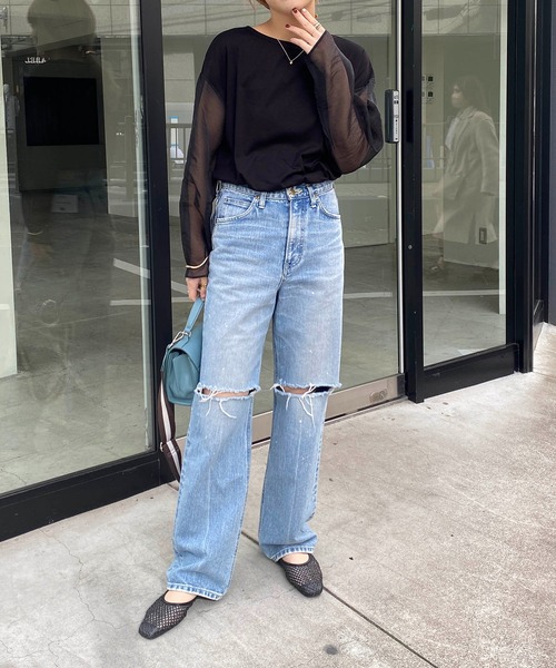 CAPRICIEUX LE'MAGE(カプリシューレマージュ)の「シアースリーブリブTシャツ(Tシャツ/カットソー・レディース・ブラック/ホワイト/ベージュ・FREE)」の20枚目の写真