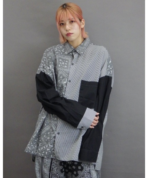 VIBGYOR(ヴィブジョー)の「【Re:one】Bandana stripe switching shirt(MA)(シャツ/ブラウス・メンズ・A・FREE)」の1枚目の写真