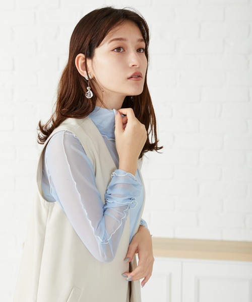 acro（アクロ）の「■配色メロー切替シアーカットソー/AC3404（Tシャツ/カットソー・レディース・グリーン/ホワイト/ブルー/アイボリー・ﾌﾘ-）」の16枚目の写真