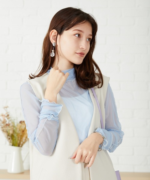 acro（アクロ）の「■配色メロー切替シアーカットソー/AC3404（Tシャツ/カットソー・レディース・グリーン/ホワイト/ブルー/アイボリー・ﾌﾘ-）」の20枚目の写真