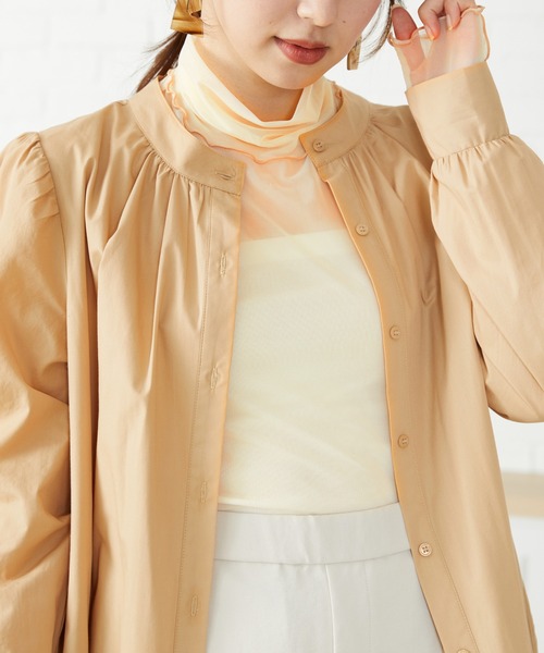 acro（アクロ）の「■配色メロー切替シアーカットソー/AC3404（Tシャツ/カットソー・レディース・グリーン/ホワイト/ブルー/アイボリー・ﾌﾘ-）」の9枚目の写真
