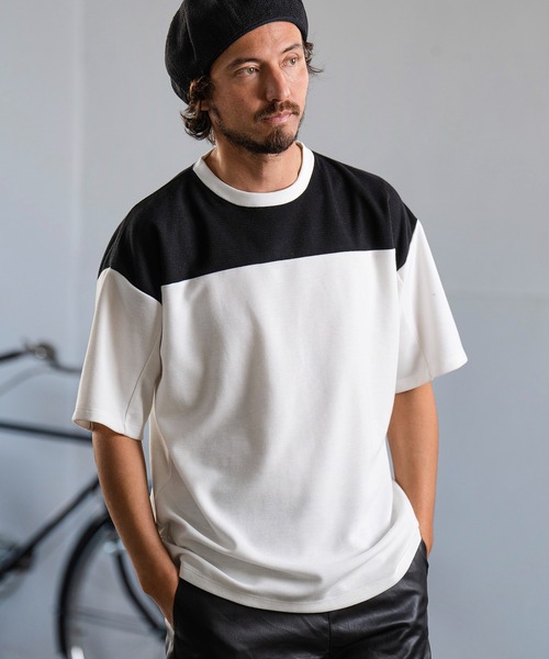 Magine(マージン)の「mt8241- HONEYCOMB FOOTBALL TEE Tシャツ(Tシャツ/カットソー・メンズ・ホワイト×ブラック/チャコールグレー×ブラック/ホワイト×グレー・48/46/44)」の2枚目の写真