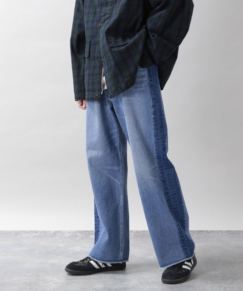 RAGEBLUE（レイジブルー）の「リメイク風/キリカエストレートデニムパンツ（デニムパンツ・メンズ・ダークグレー/ブルー・MEDIUM/LARGE）」の13枚目の写真