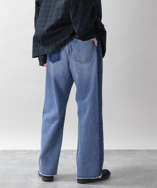 RAGEBLUE（レイジブルー）の「リメイク風/キリカエストレートデニムパンツ（デニムパンツ・メンズ・ダークグレー/ブルー・MEDIUM/LARGE）」の15枚目の写真