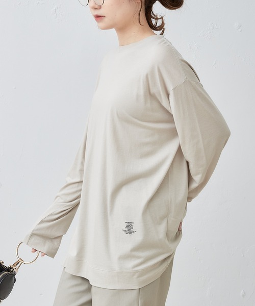 PUAL CE CIN（ピュアルセシン）の「ロゴプリントガーゼプルオーバー（Tシャツ/カットソー・レディース・オフホワイト/ライトベージュ・FREE）」の2枚目の写真